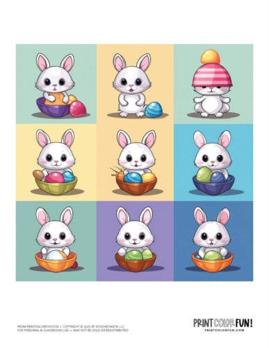 Easter bunny stickers and color clipart from PrintColorFun com (2)