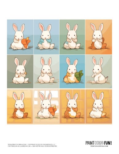 Easter bunny stickers and color clipart from PrintColorFun com (3)