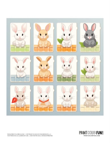 Easter bunny stickers and color clipart from PrintColorFun com (5)