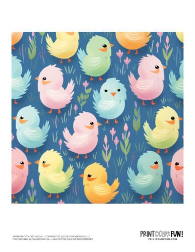 Easter chicks clipart pattern from PrintColorFun com (1)
