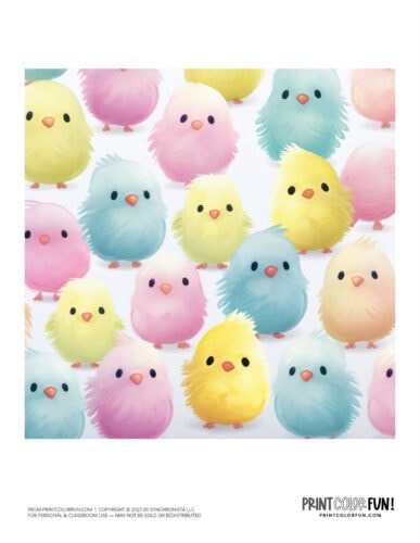 Easter chicks clipart pattern from PrintColorFun com (2)