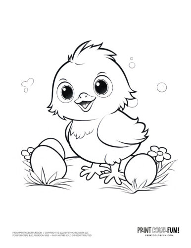 Easter chicks coloring page clipart drawing from PrintColorFun com (3)