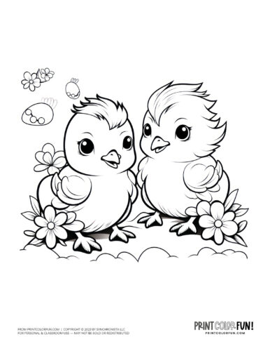 Easter chicks coloring page clipart drawing from PrintColorFun com (7)
