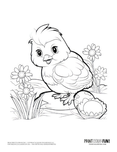 Easter chicks coloring page clipart drawing from PrintColorFun com (8)