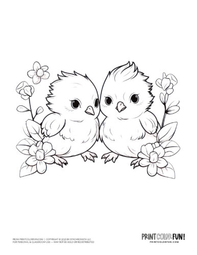 Easter chicks coloring page drawing from PrintColorFun com (2)