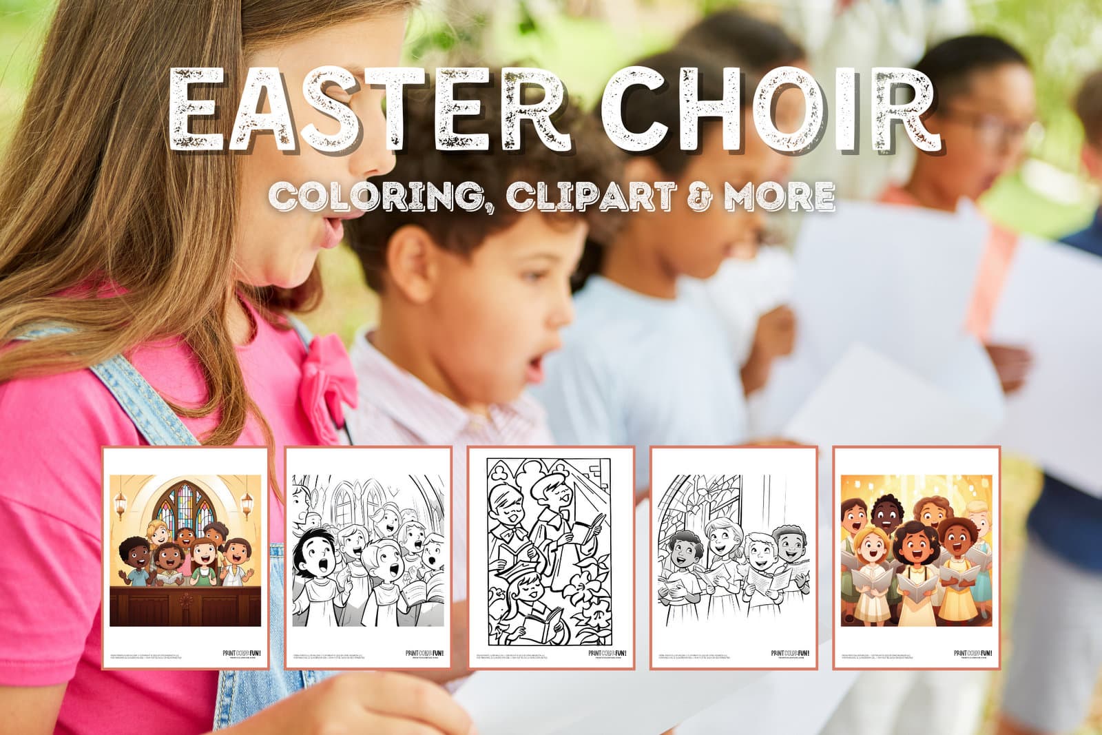 Easter choir clipart and coloring pages from PrintColorFun com