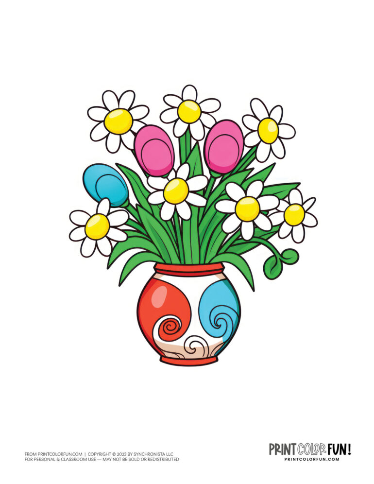15+ Easter flowers clipart &amp; coloring pages: Colorful picks for your ...