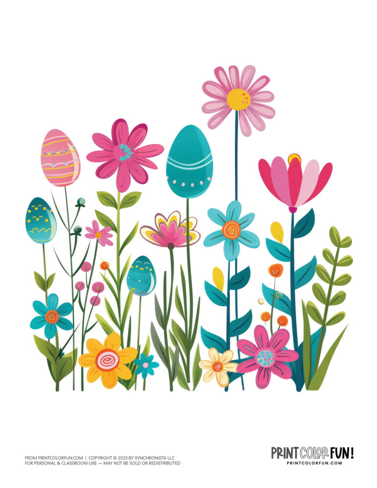 15+ Easter flowers clipart &amp; coloring pages: Colorful picks for your ...