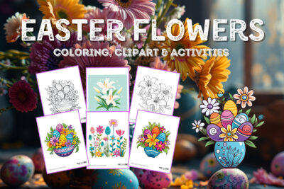 Easter flowers clipart and coloring pages from PrintColorFun com