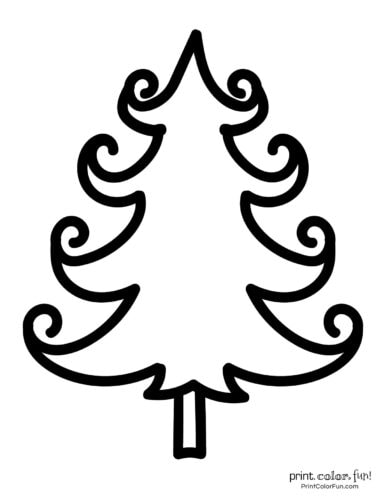 Easy printable Christmas tree coloring pages (2)