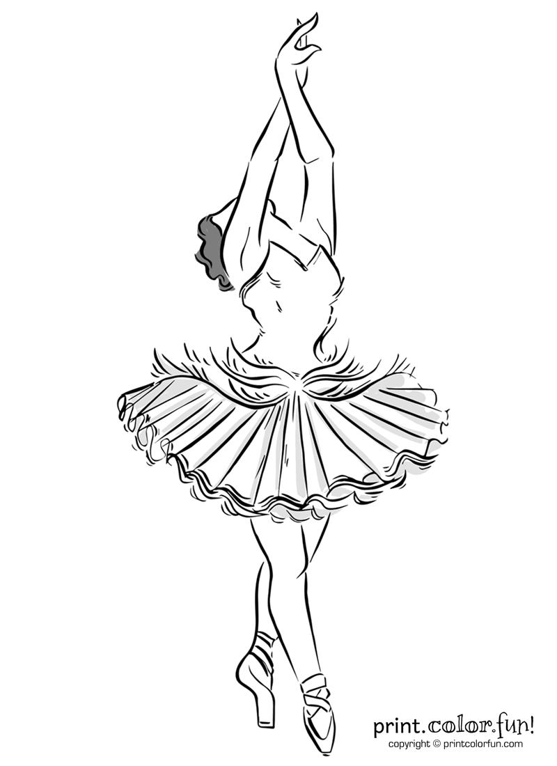 Elegant ballerina en pointe coloring page - Print. Color. Fun!