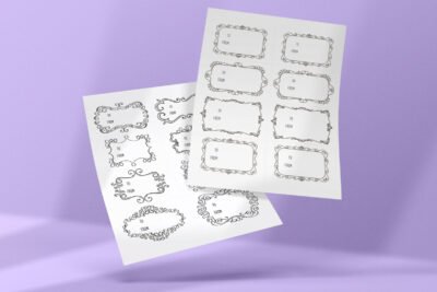 Elegant gift tags examples - Black and white scroll design sets