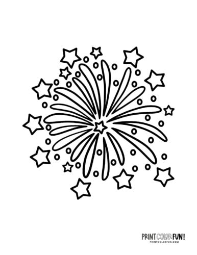 Exploding firework for Independence Day coloring page clipart from PrintColorFun com