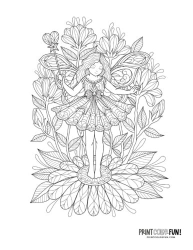Fairy adult coloring page from PrintColorFun.com