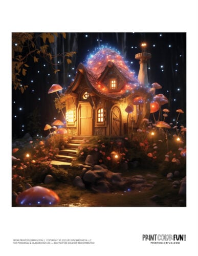 Fairy house at night from PrintColorFun com (1)