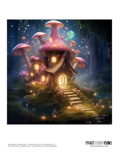 Fairy house at night from PrintColorFun com (2)