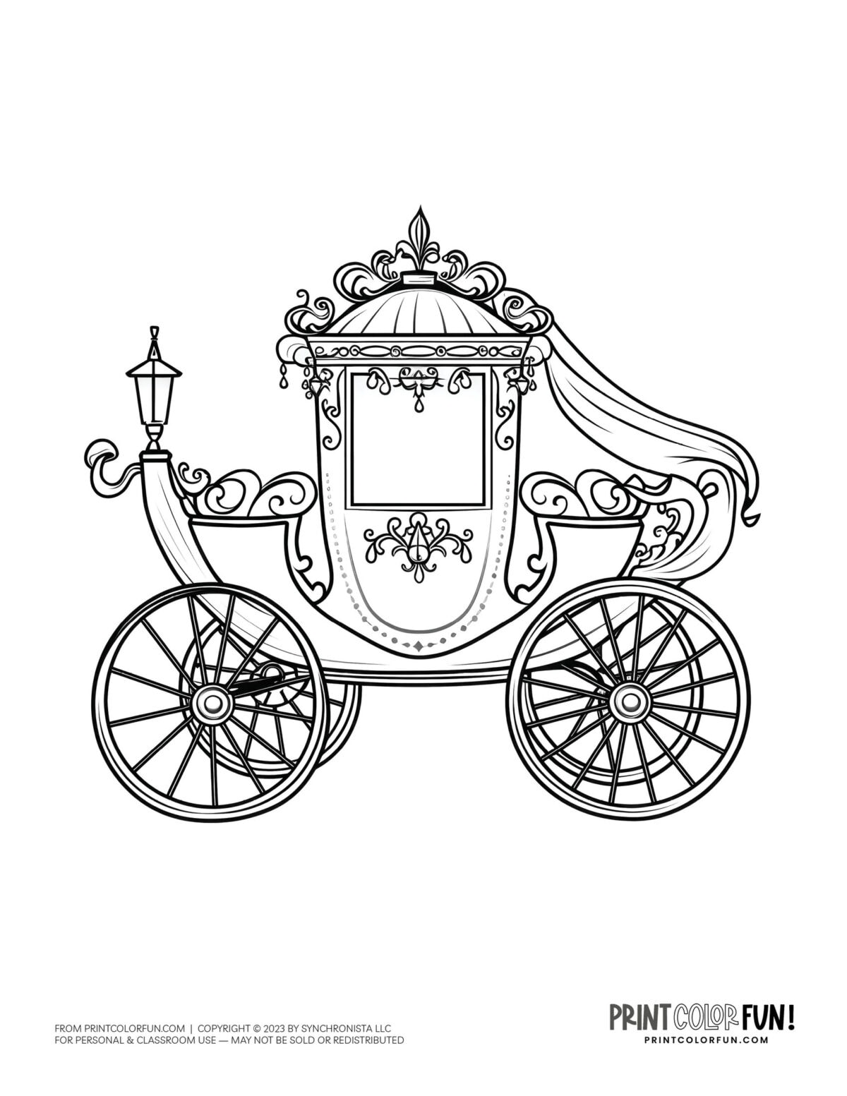 Fairytale carriage coloring pages & clipart, at PrintColorFun.com