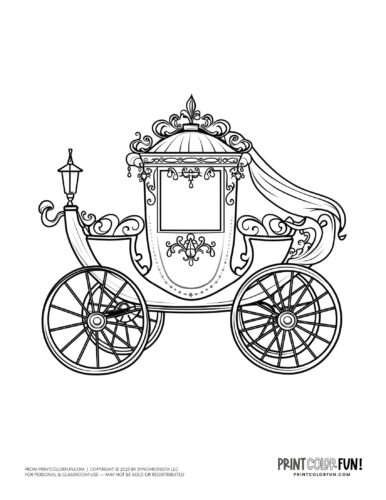 Fairytale carriage coloring page drawing from PrintColorFun com (1)