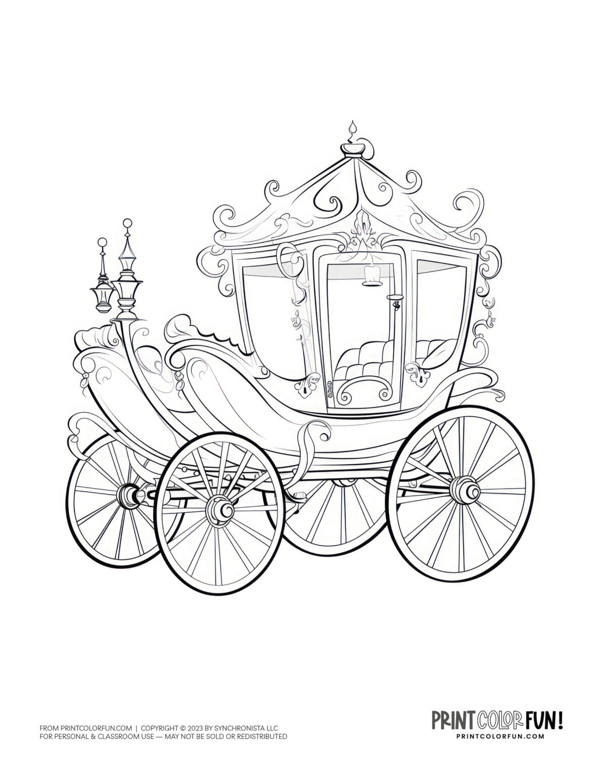 Fairytale carriage coloring pages & clipart, at PrintColorFun.com