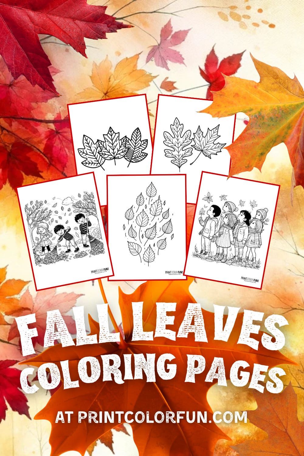 Fall leaves autumn coloring pages and clipart - PrintColorFun com