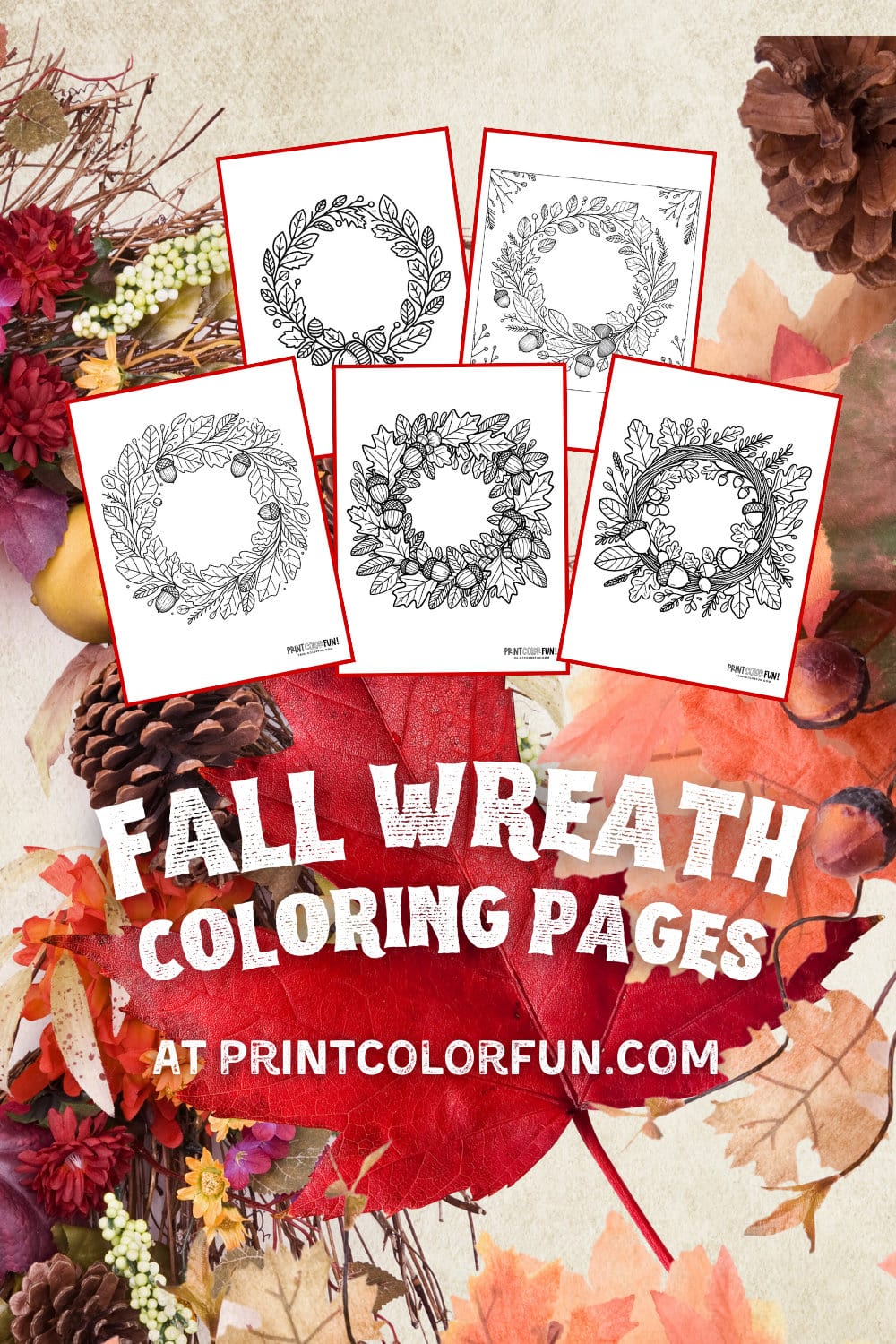 Fall wreath autumn coloring pages and clipart - PrintColorFun com