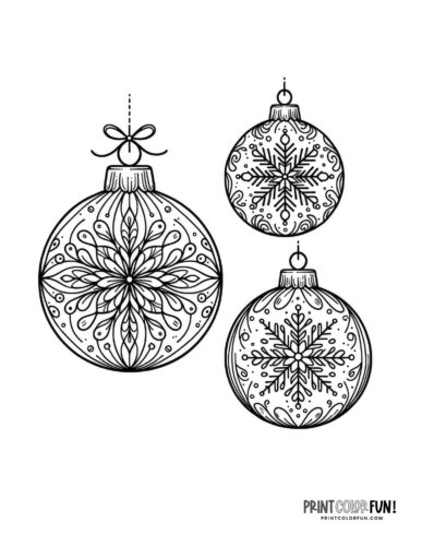 Fancy round Christmas ornaments coloring page - PrintColorFun com