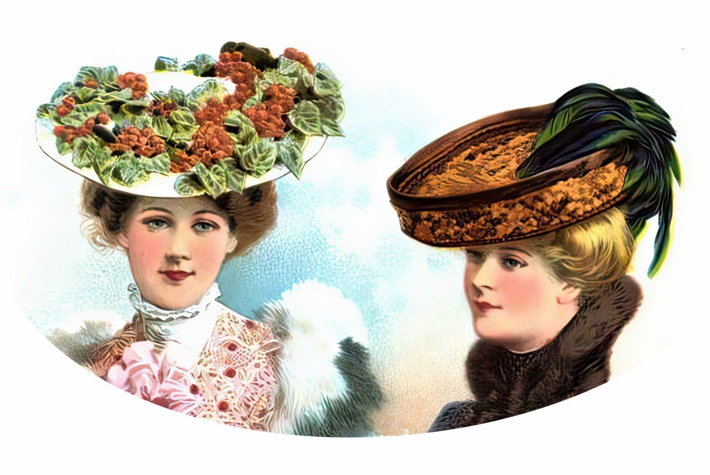 Fashionable vintage womens hats from the turn of the century