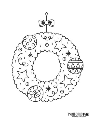 Festive Christmas wreath with ornaments