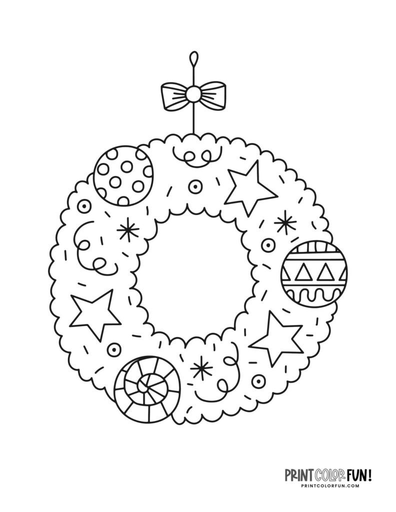 Christmas wreath clipart: A festive collection of 23 coloring pages ...