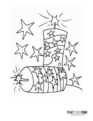 Firecrackers coloring page clipart from PrintColorFun com