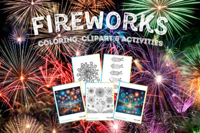 Fireworks coloring page clipart activities from PrintColorFun com