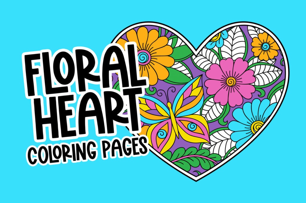 Floral heart coloring pages