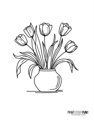 Flowers in a vase (1) coloring page at PrintColorFun com from PrintColorFun com