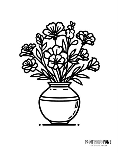 Flowers in a vase (2) coloring page at PrintColorFun com from PrintColorFun com