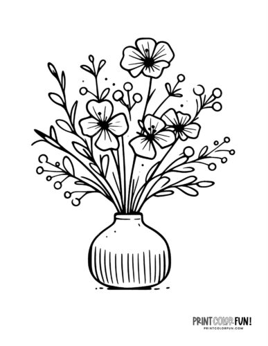Flowers in a vase (3) coloring page at PrintColorFun com from PrintColorFun com