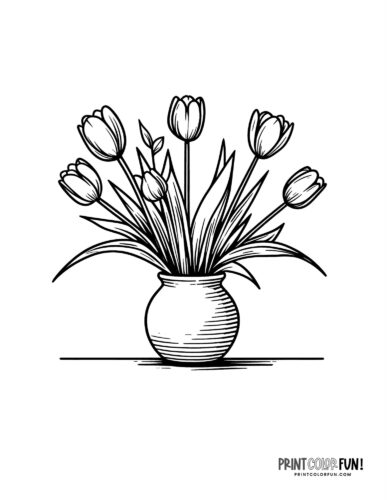 Flowers in a vase (5) coloring page at PrintColorFun com from PrintColorFun com