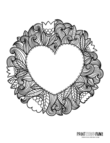 Flowers surrounding a white heart printable