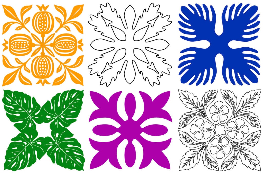 Free Hawaiian quilt patterns to applique or stencil, at