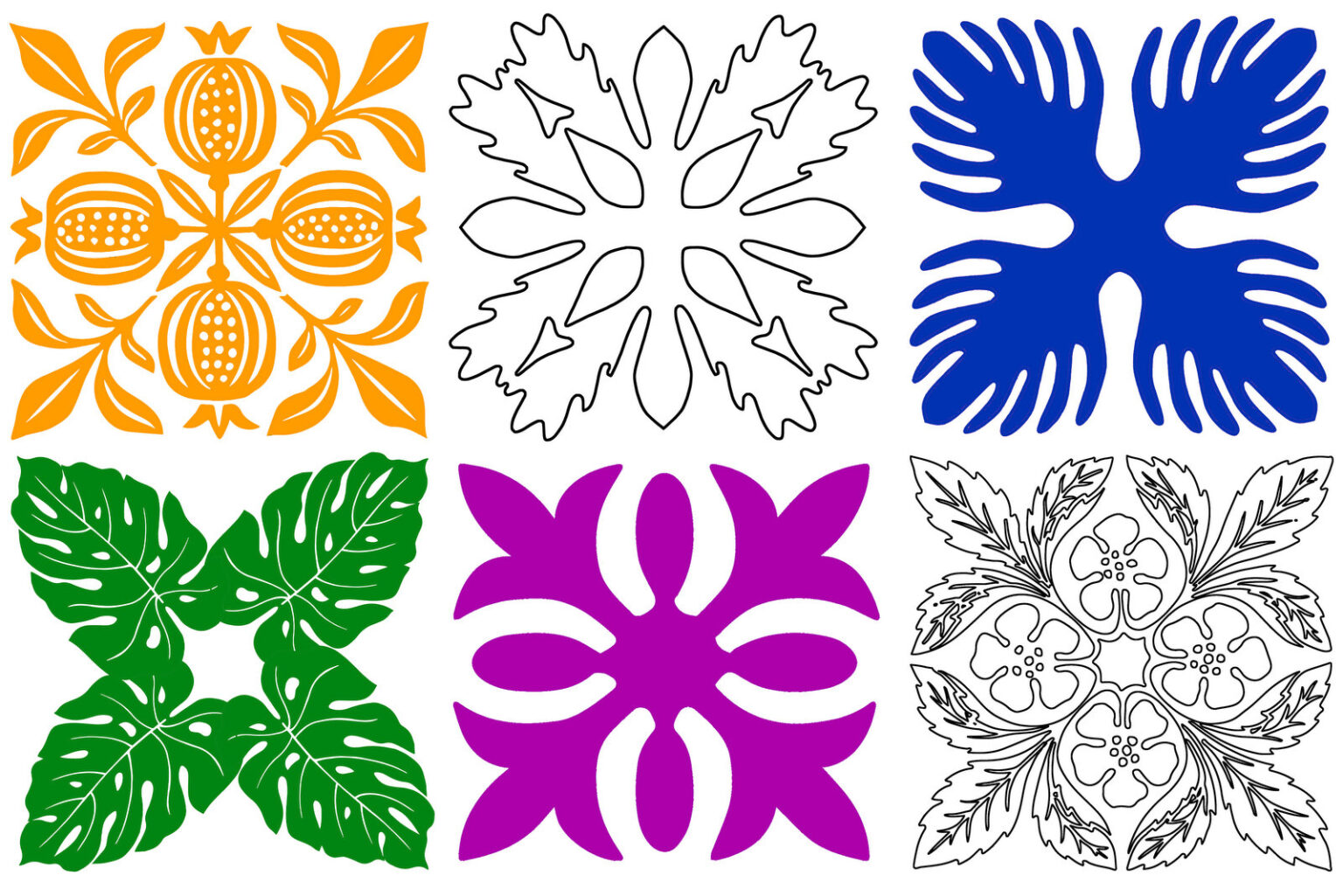 Free Hawaiian Quilt Patterns To Applique Or Stencil Print Color Fun 