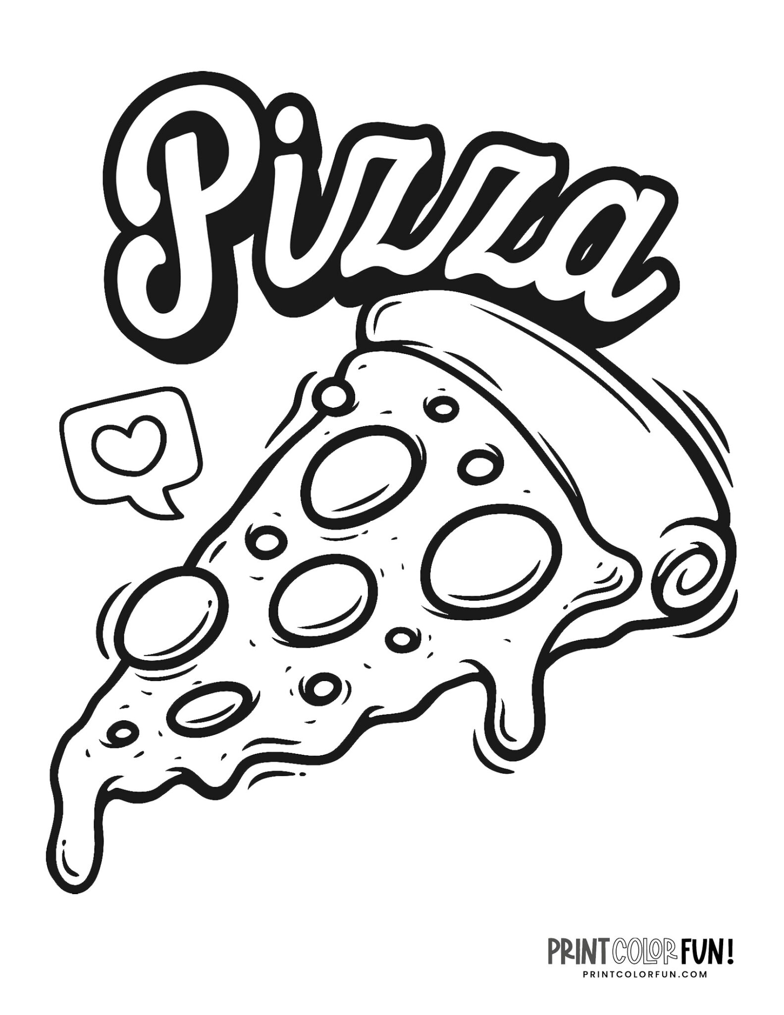 Pizza coloring pages: Slices whole pizza pies at PrintColorFun com