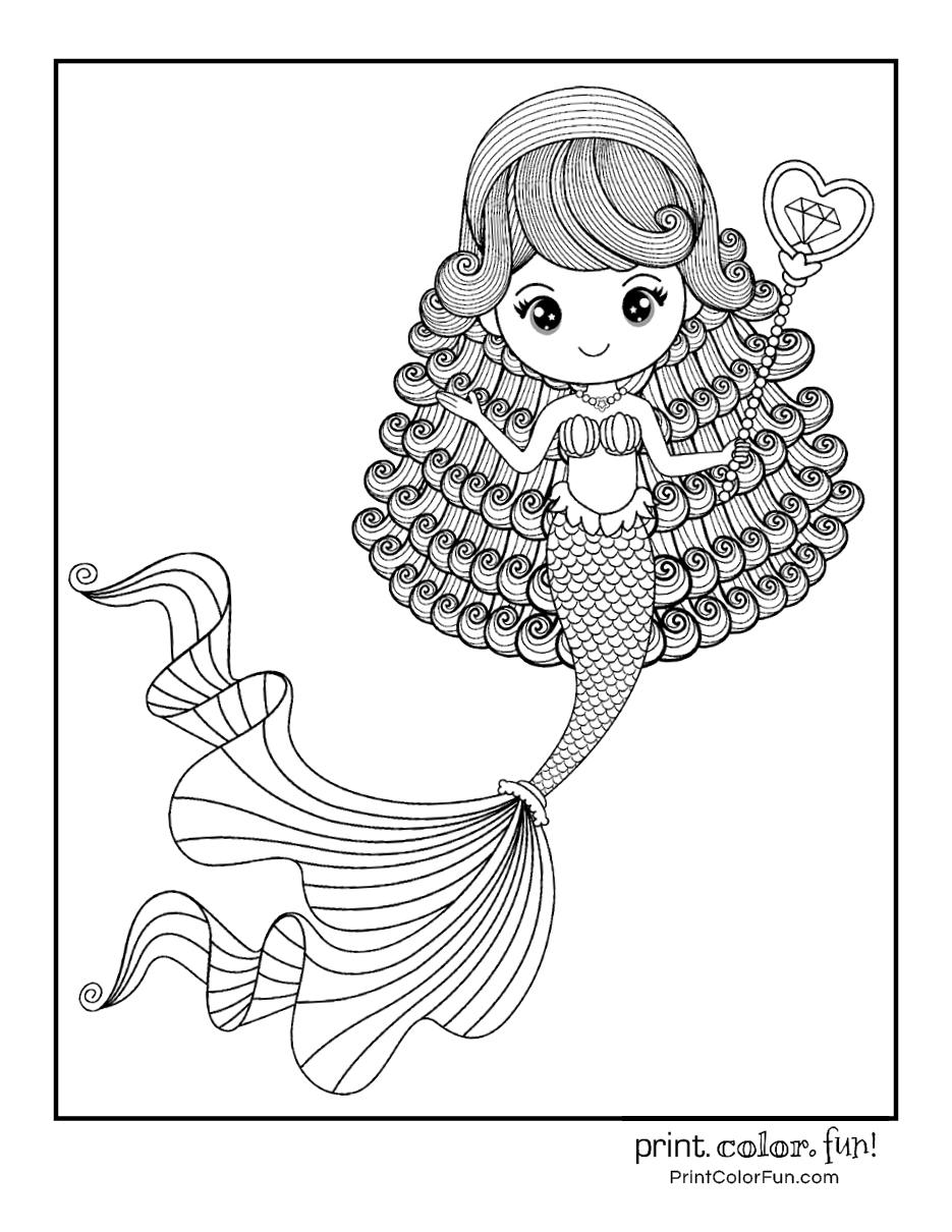 Free Mermaid Coloring Pages Printable