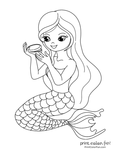 coloring pages of pretty mermaids