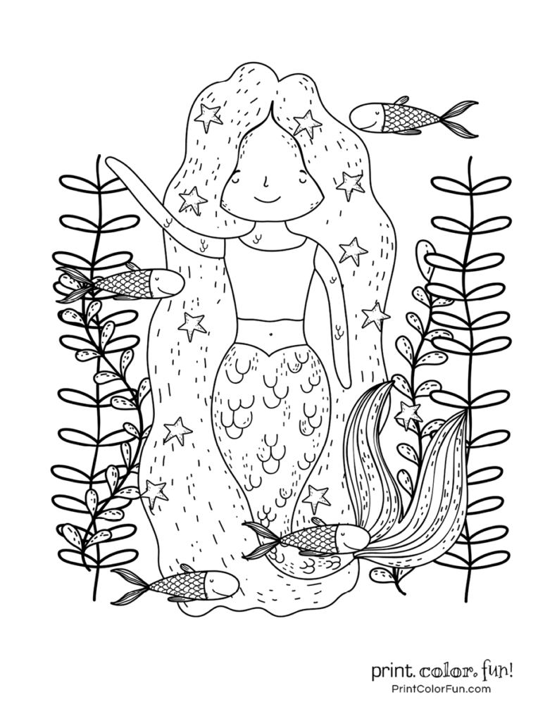 30+ mermaid coloring pages: Free fantasy printables - Print. Color. Fun!
