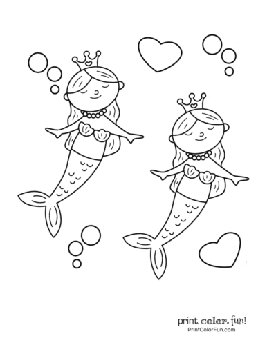 detailed mermaid coloring pages for kids