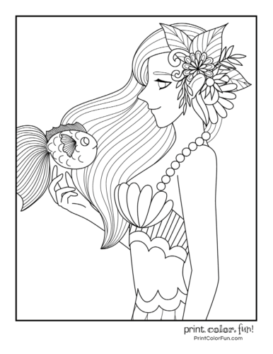 mermaid coloring pages for adults