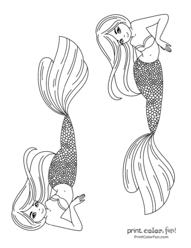 coloring pages of pretty mermaids