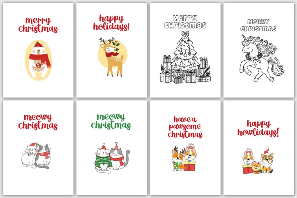 Printable Christmas Cards To Color