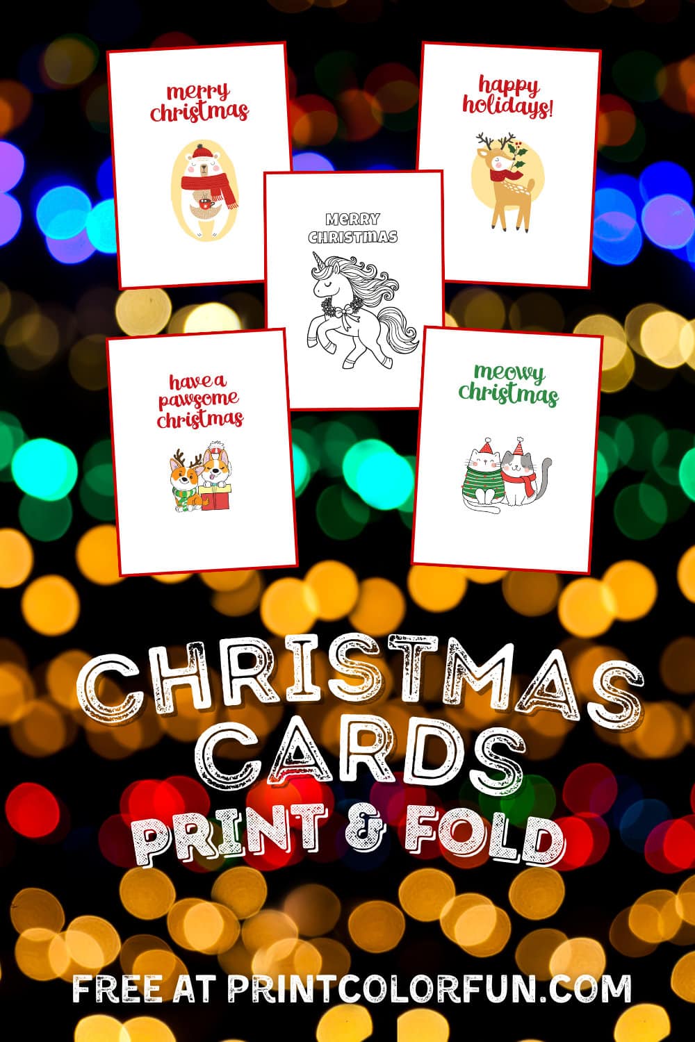 Free printable Christmas cards to download at PrintColorFun com