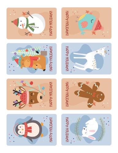 Free printable Happy Holidays gift tags set from PrintColorFun com