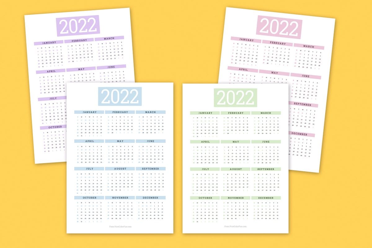 Free printable calendars for 2022